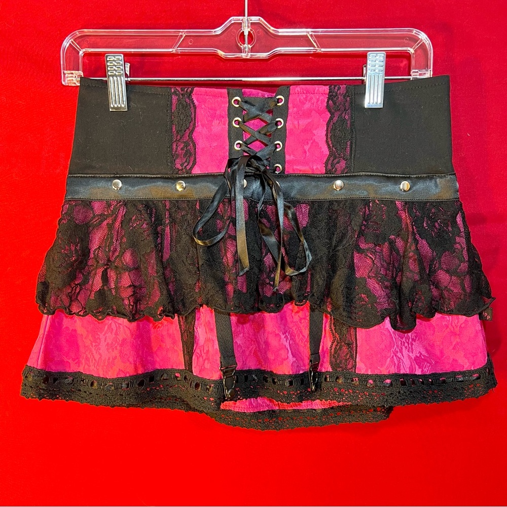 Tripp NYC pink and black lace medium mini skirt FOR TRADE OR BIN